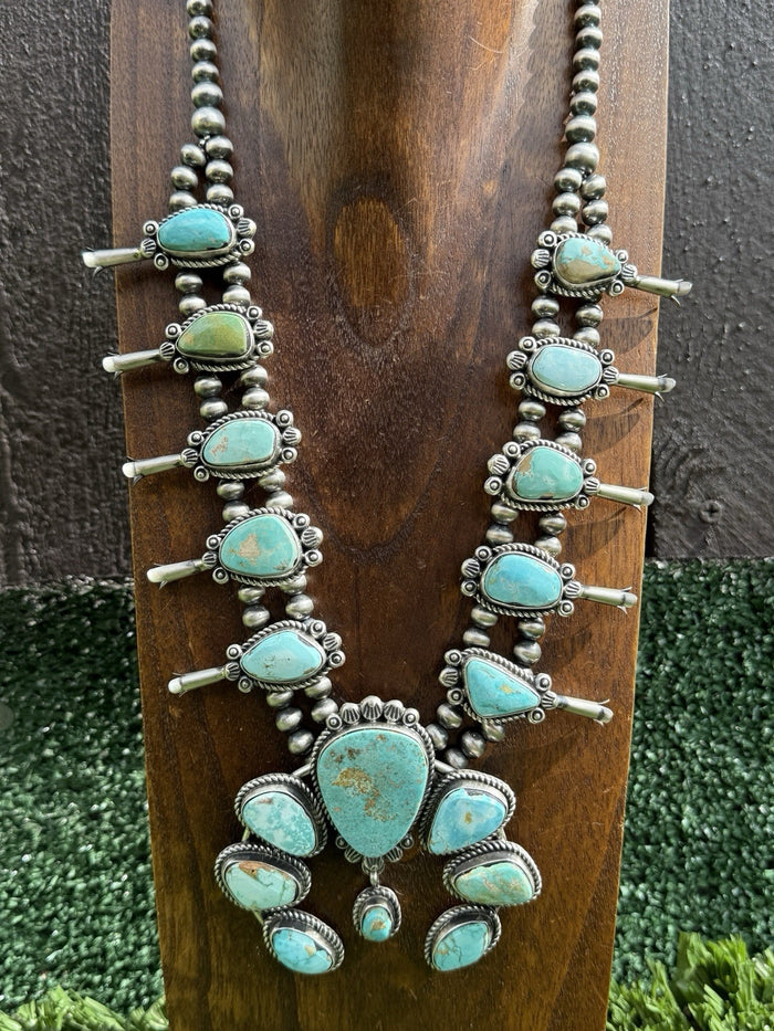 Kingman Turquoise Squash Blossom