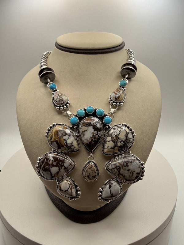 White Buffalo and Sleeping Beauty Turquoise Naja Necklace