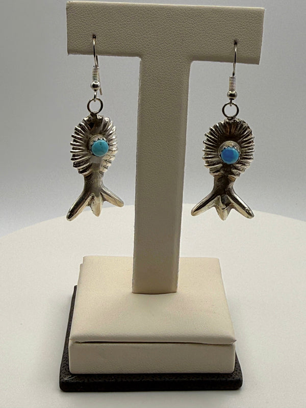 Squash Blossom Earrings with Sleeping Beauty Turquoise