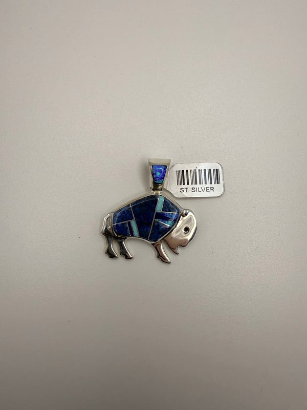 Lapis and Opal Buffalo Pendant