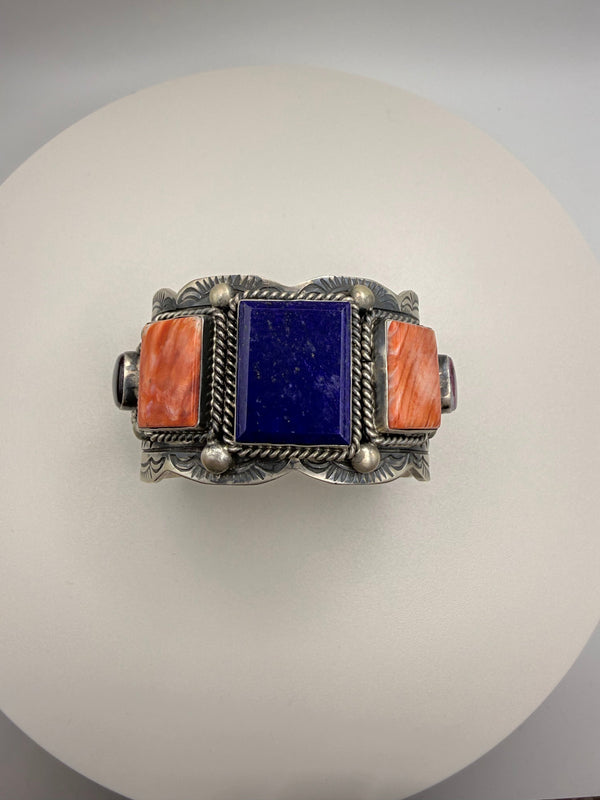 Lapis and Spiny Oyster Cuff