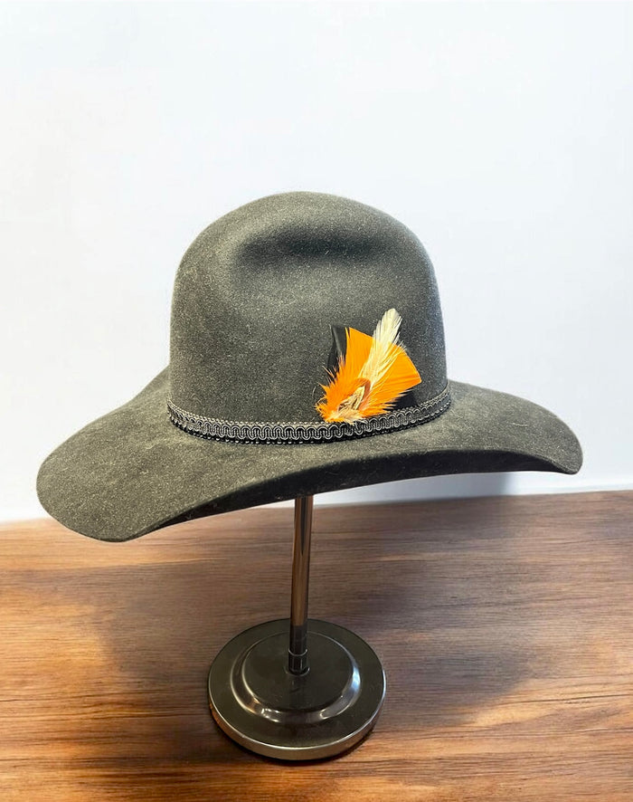 Black Hat with Assorted Feather Embellishment