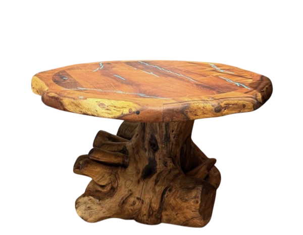 Round Mesquite Dining Nook Table with Trunk Base