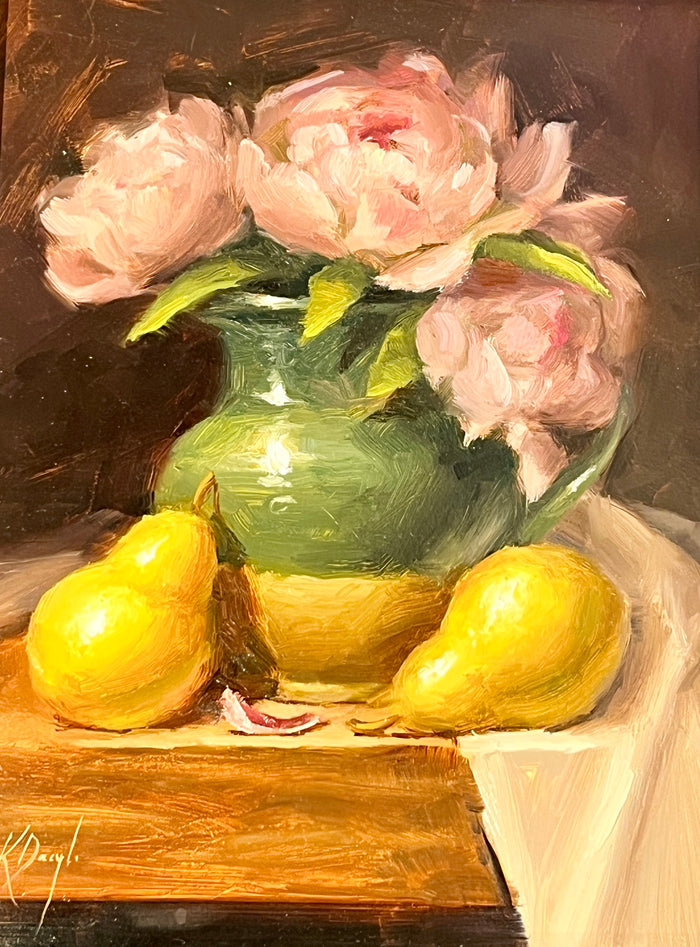 Peonies in Green Jug