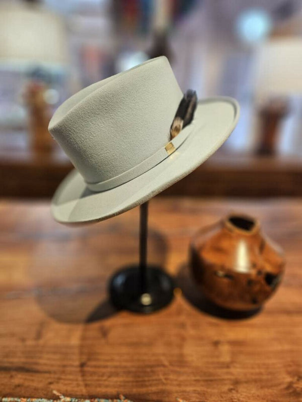 Pastel Blue Hat w/ Feather