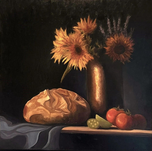 Bread. Sunflower. Tomatoes