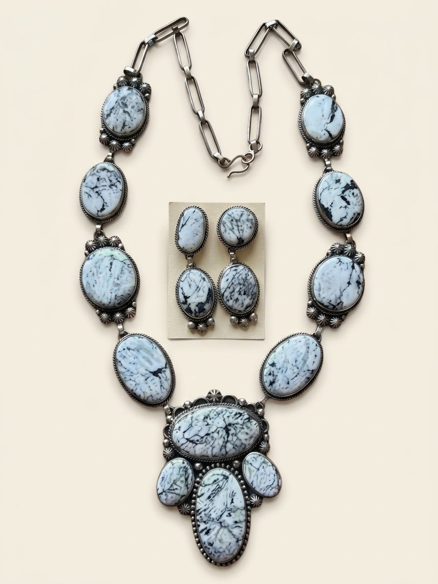 White Buffalo Turquoise Lariat Necklace, Divine West Gallery