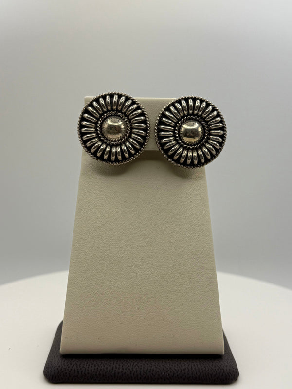 Round Braided Silver Earrings