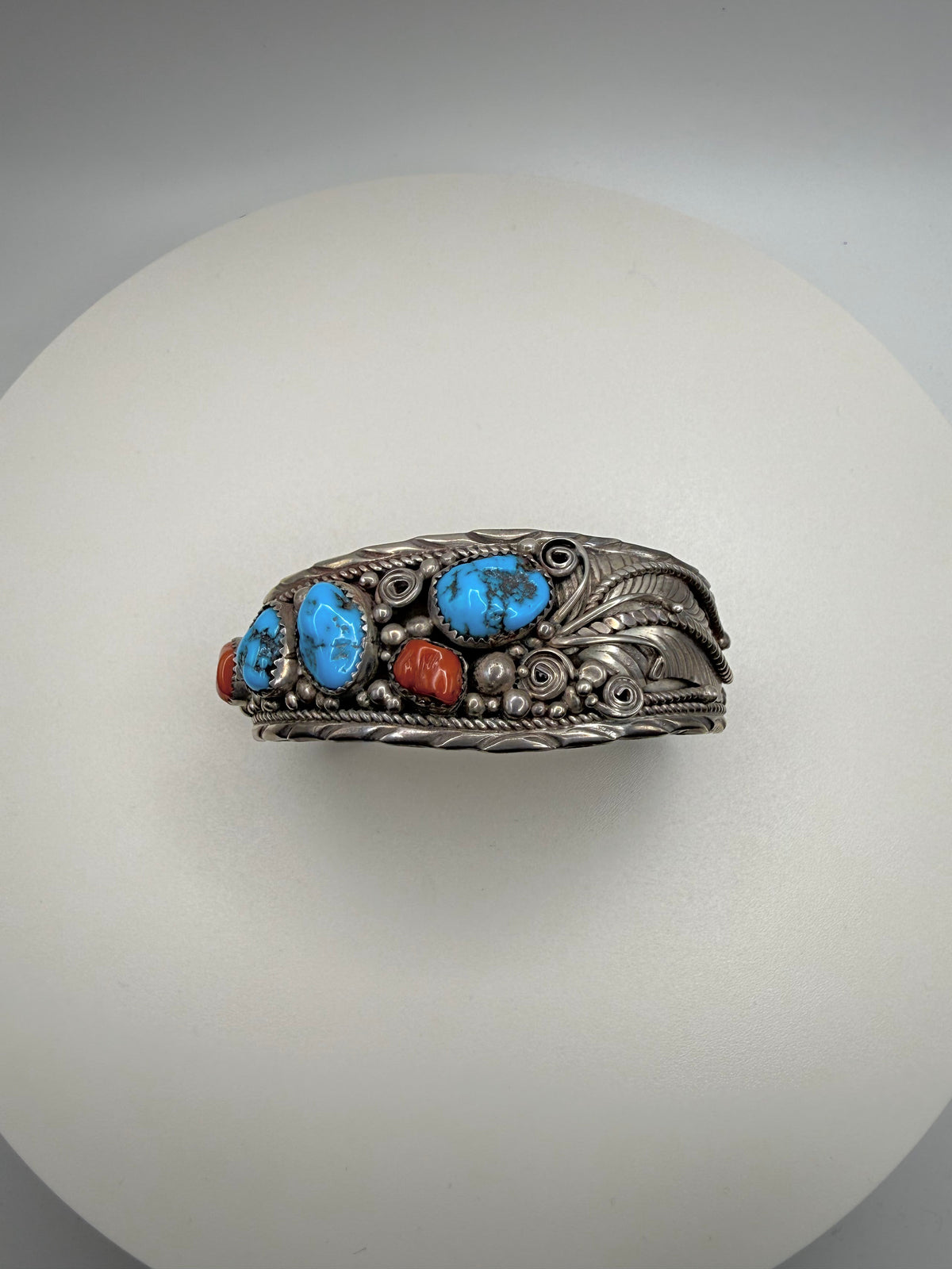 Kingman Turquoise and Mediterranean Coral Cuff — Divine West