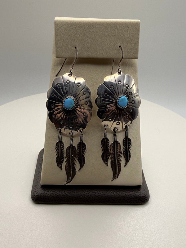 Sleeping Beauty Turquoise Shield Earrings