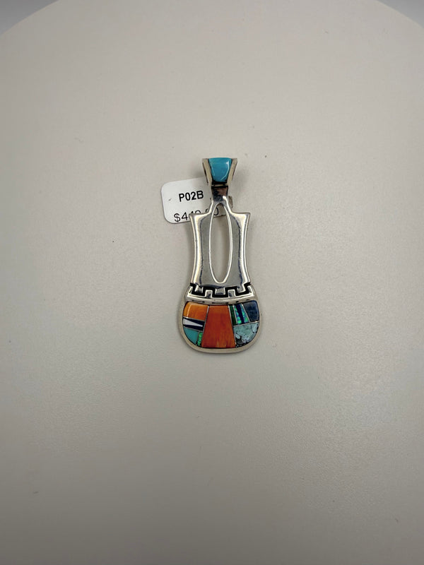 Multi-Stone Inlay Wedding Vase Pendant
