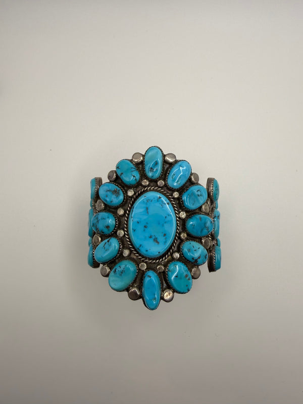Vintage Turquoise Cluster Cuff Bracelet