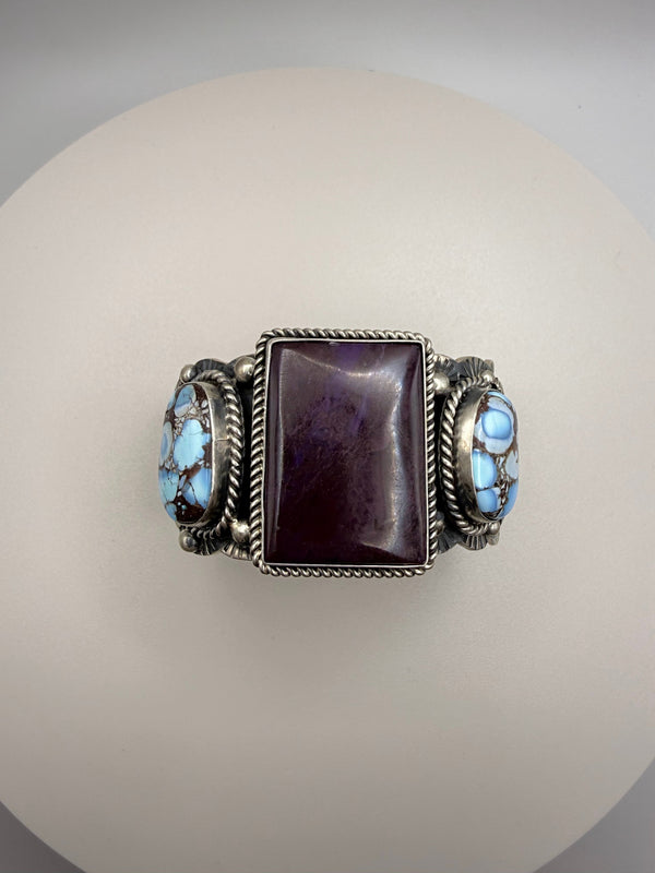 Sugilite and Golden Hills Turquoise Cuff