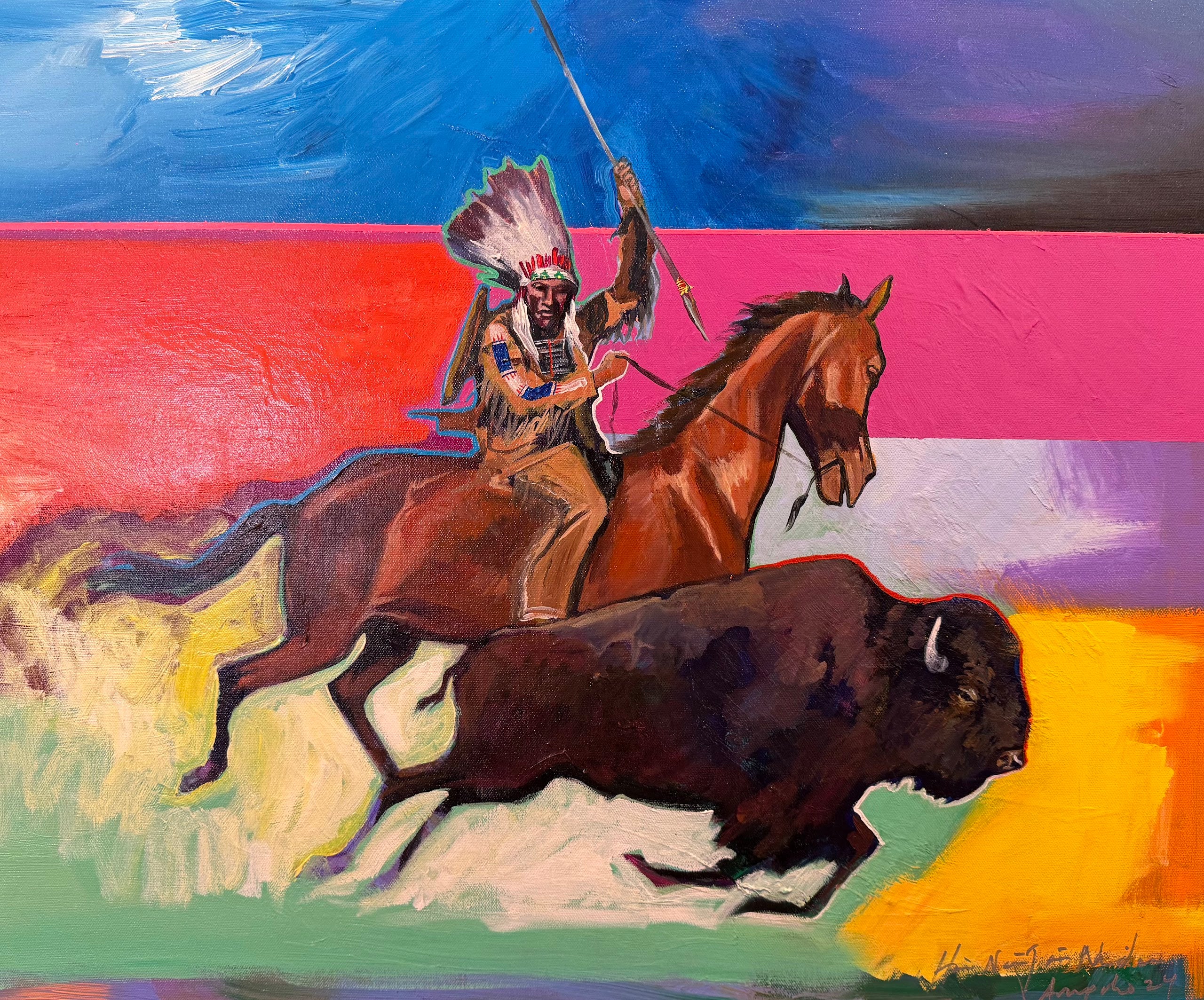 Buffalo Hunt — Brent Learned, acrylic