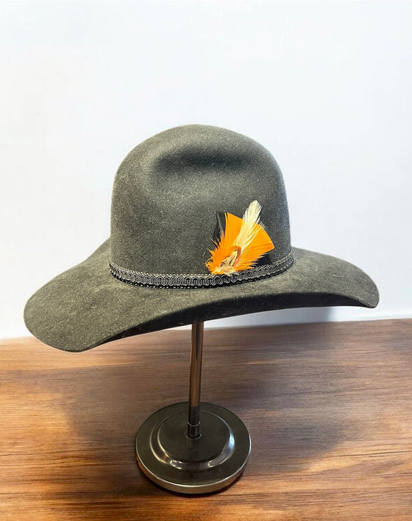 Black Hat with Assorted Feather Embellishment
