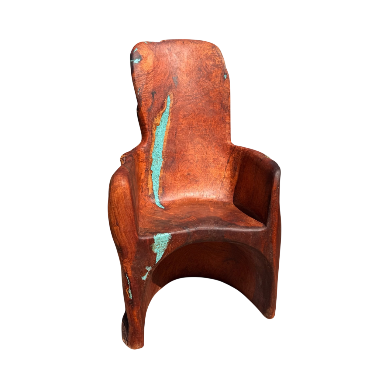 Divine West - Mesquite Wood Turned Chair with Turquoise Inlay