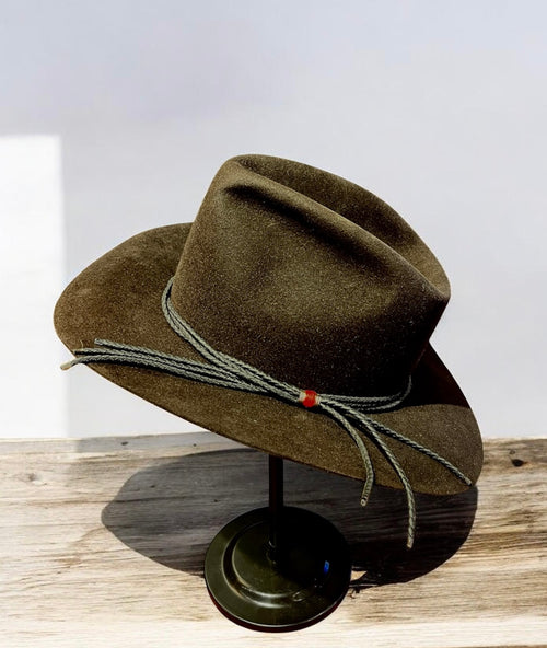 Charcoal Brown Hat with Braided Cord Band