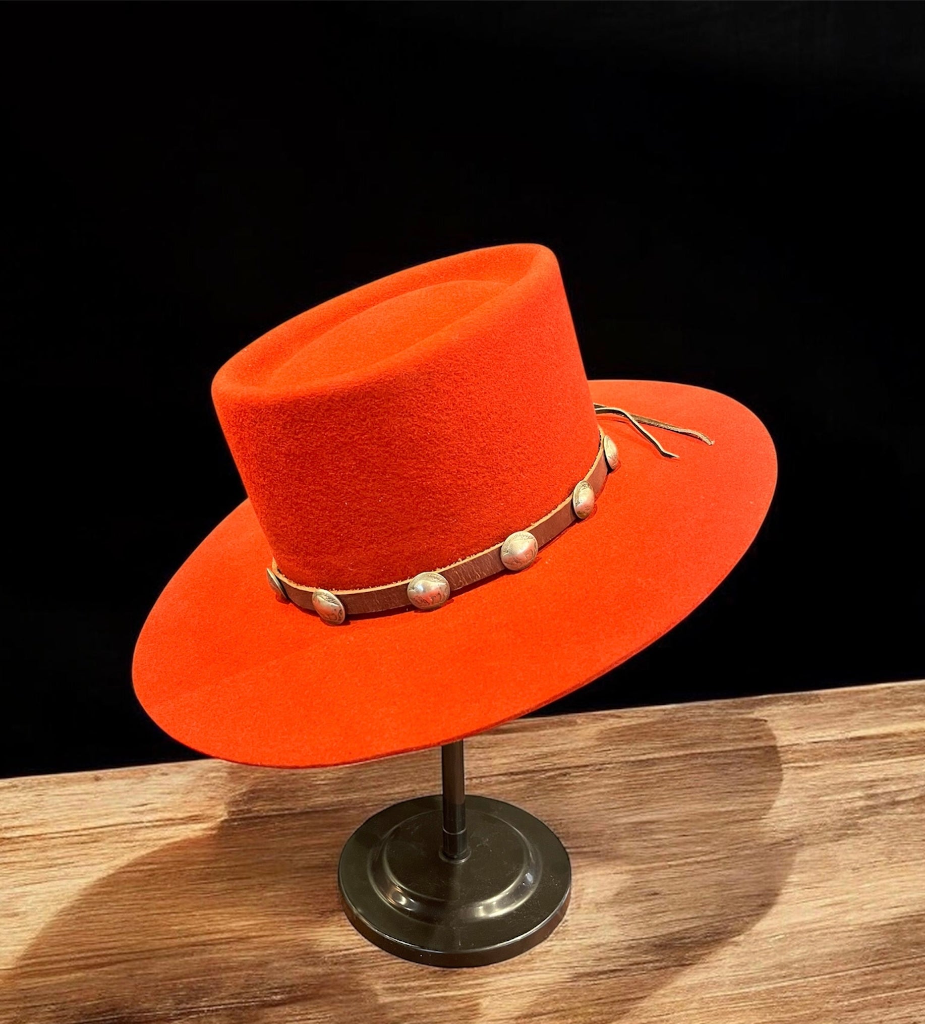 Brian Decosta - Deep Red Hat with Nickel Hatband