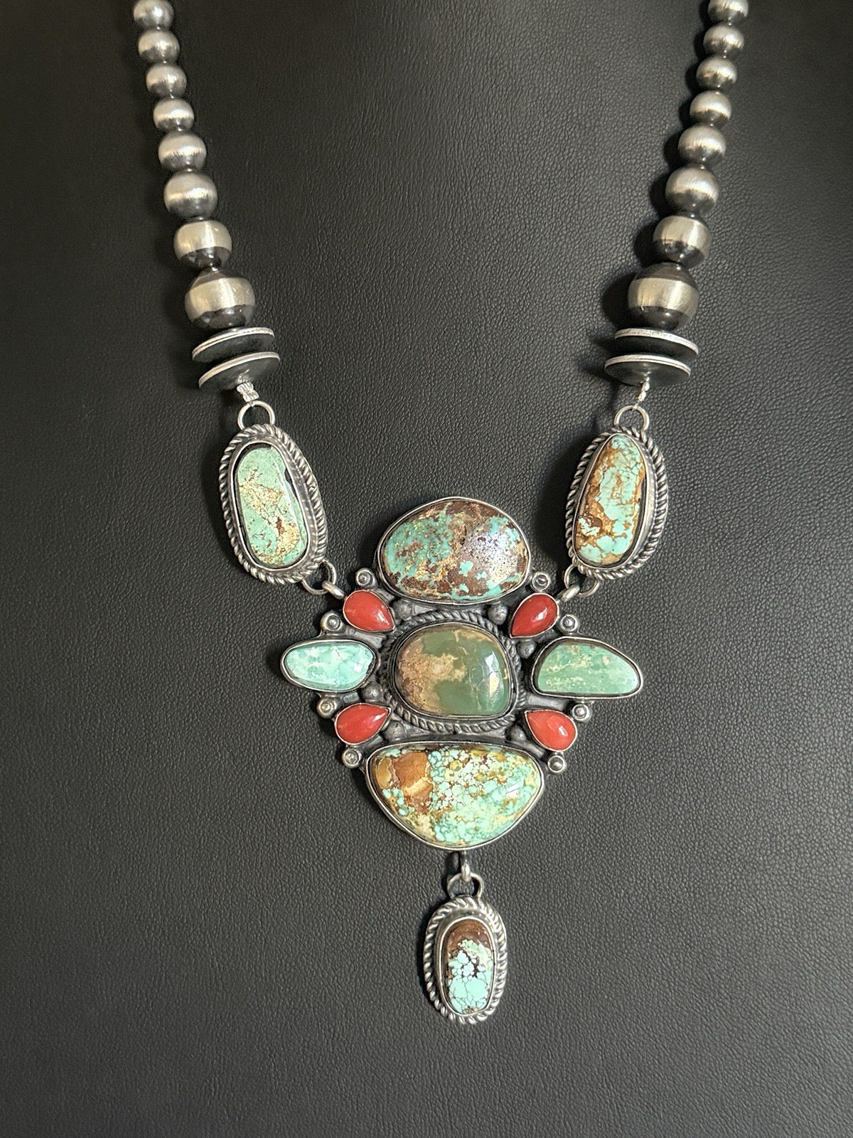 K Y - Turquoise and Coral Necklace