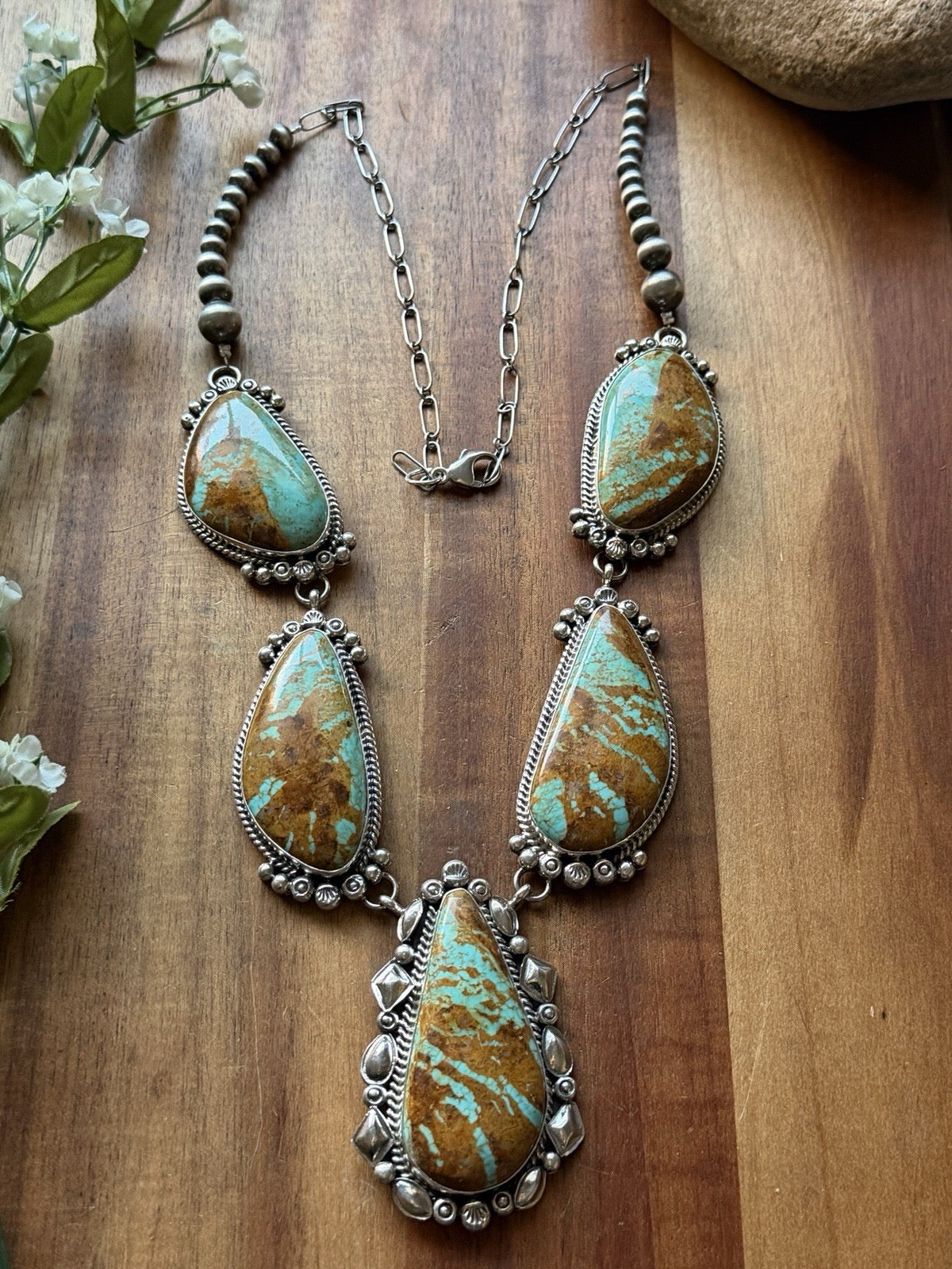 K Y - Number 8 Turquoise Lariat Necklace