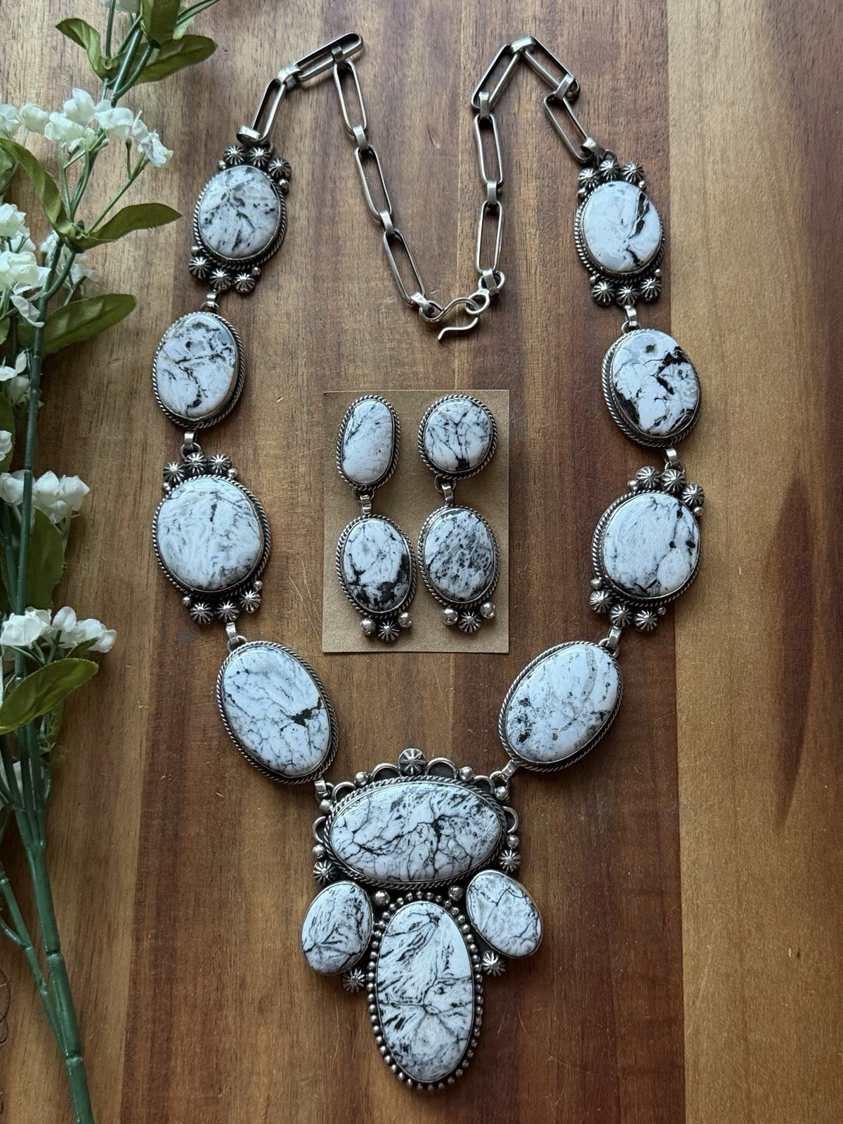Mary Ellen - White Buffalo Turquoise Lariat Necklace