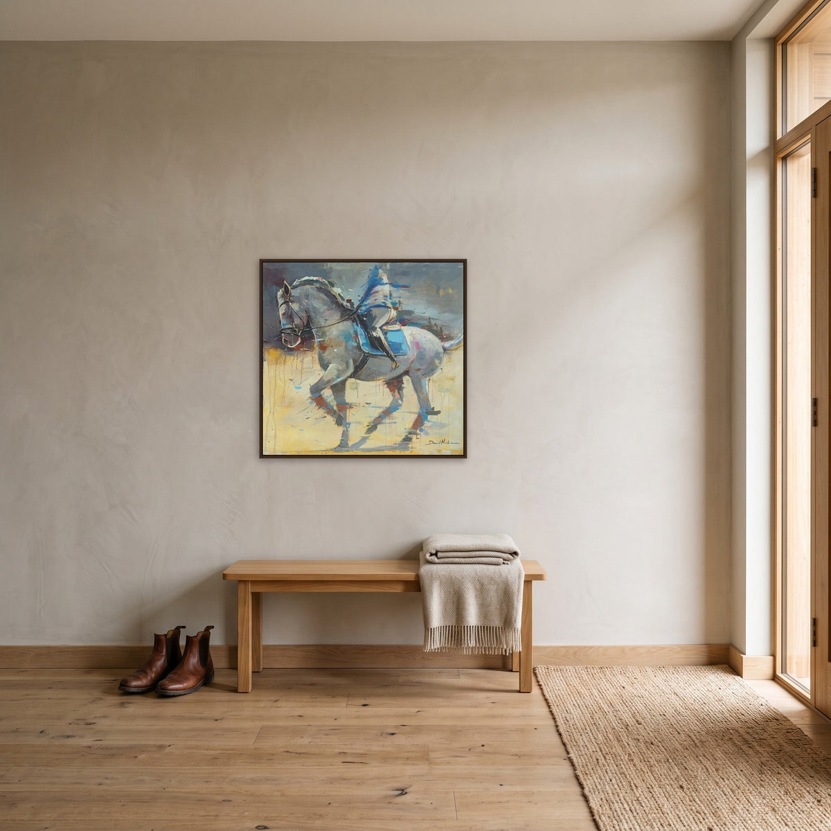 Hermoso, shown staged in a furnished interior