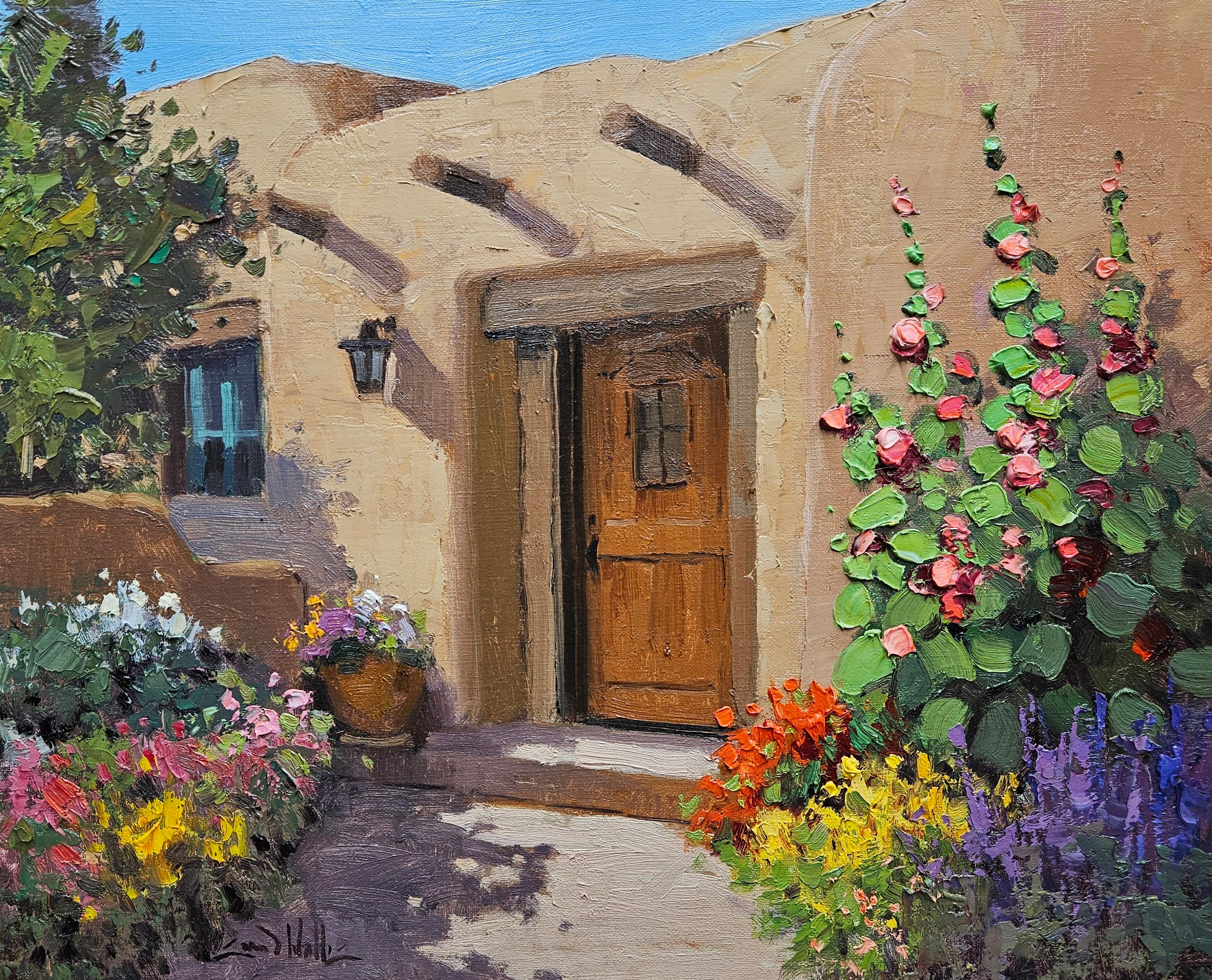 Santa Fe Hospitality, oil painting by Sean Wallis, 16 by 20 inches